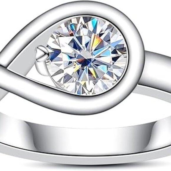 Moissanite 1CT D Color VVS1 Clarity Silver Infinity Twisted  Moissanite 1CT D Color VVS1 Clarity Silver Infinity Twisted 1CTTW round cut